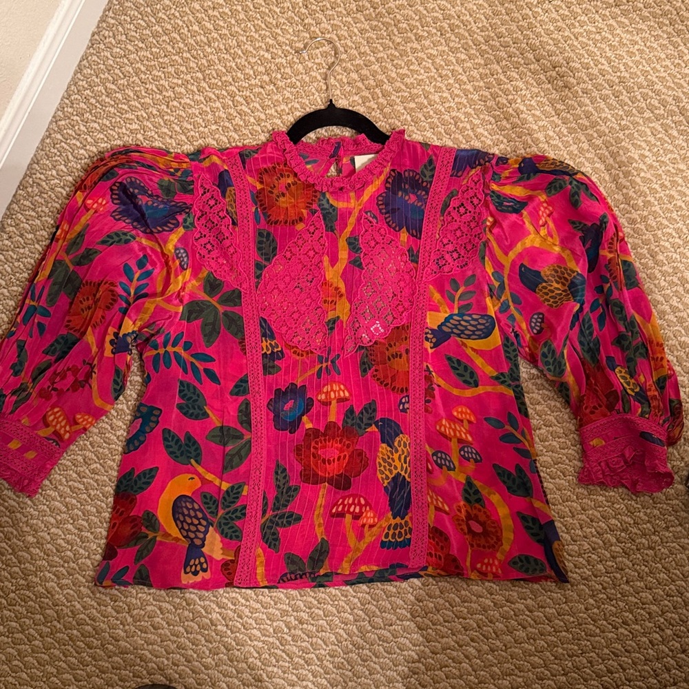FARM Rio Forest Pink Blouse New With Tags